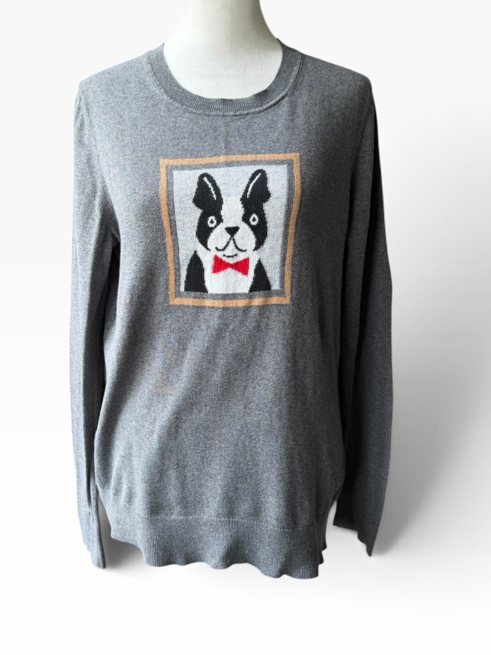 Banana Republic French Bulldog Sweater Women’s Sz  M 100% Cotton